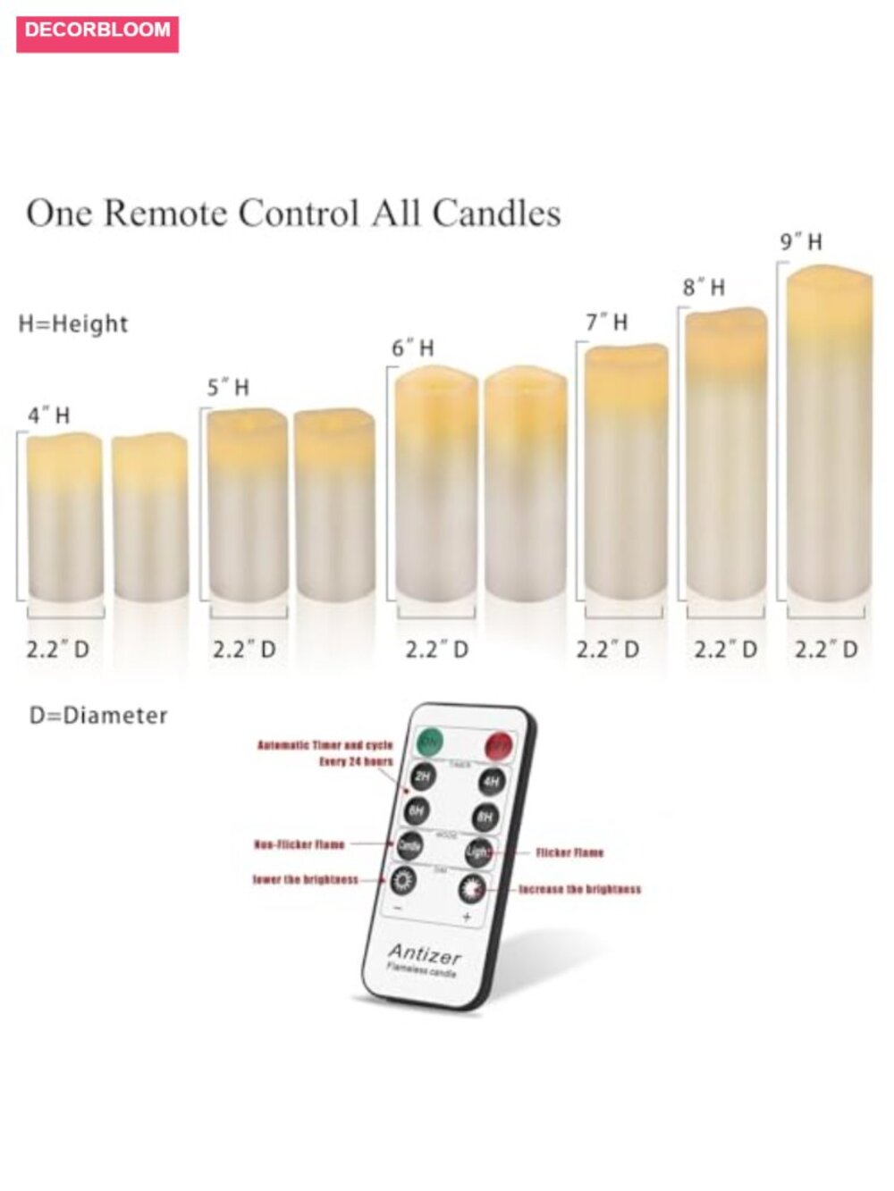 Flameless LED Candles 9 Pack Real Wax Remote Timer Home Decor - Picture 2 of 5
